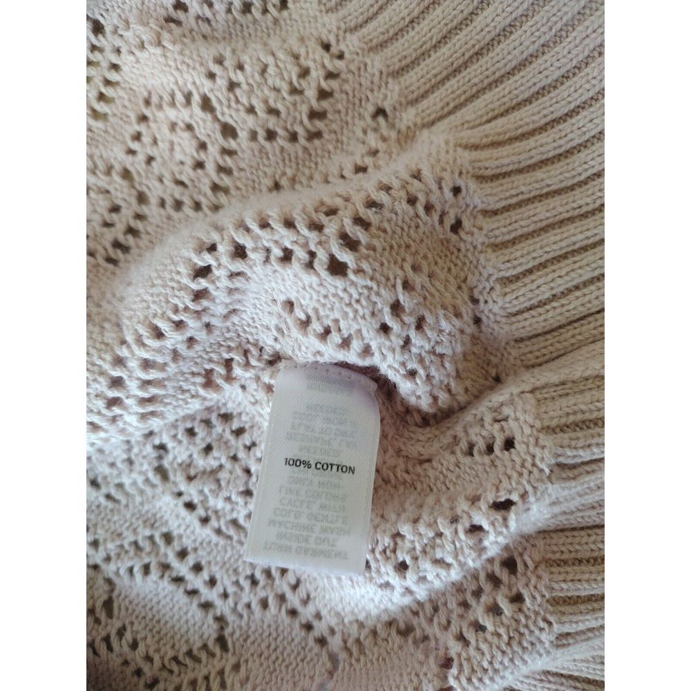 Frenchi Blouse Women XL Rose Pink Knit Crochet Sweater 100% Cotton Domed Sleeve - Picture 6 of 7